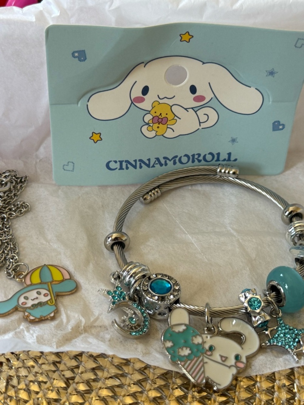 Blue Charm Bracelet with Enamel Charms